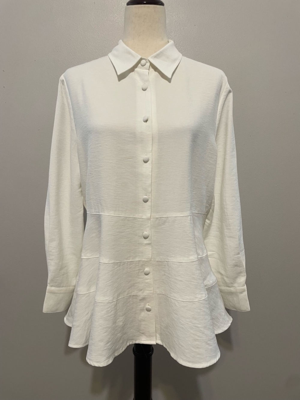 Pomander Place White Button-Down Peplum Shirt - Picture 2 of 12